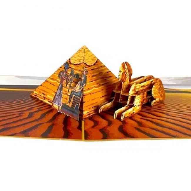 Handmade 3D Pop Up Card Egypt King Queen Couple Pyramid Sphinx Birthday Valentines Day Engagement Wedding Anniversary Holiday Blank Celebrations